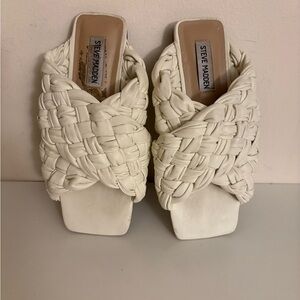 Steve Madden Women's Cream Woven Mules